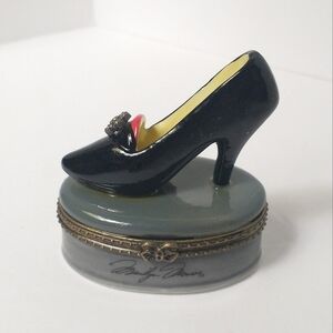 Marilyn Monroe Collectable Porcelain Hinged Trinket Box, Black Heel Shoe